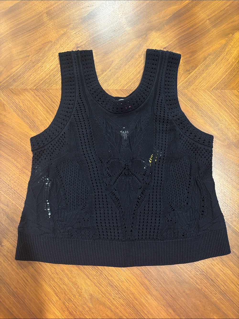 Comptoir Des Cotonniers Black Crochet Knit Tank